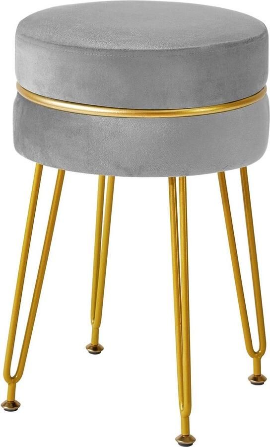 Moderne fluwelen ronde voetenbank Ottomaanse make-upstoel voetsteun met gouden poten moderne accenten krukken voor slaapkamer woning ijdelheidskruk voor make-upkamer entree kantoren