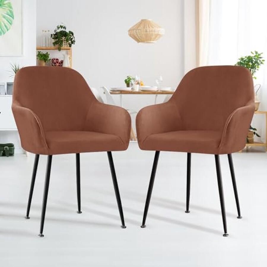 Moderne Fluwelen Stoelhoes met Armleuning voor Eetkamerstoelen Set van 2