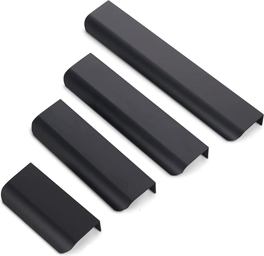 Moderne Gebogen Deurgreep Verborgen Ladegreep Kledingkast 10 Stuks 164mm Zwart