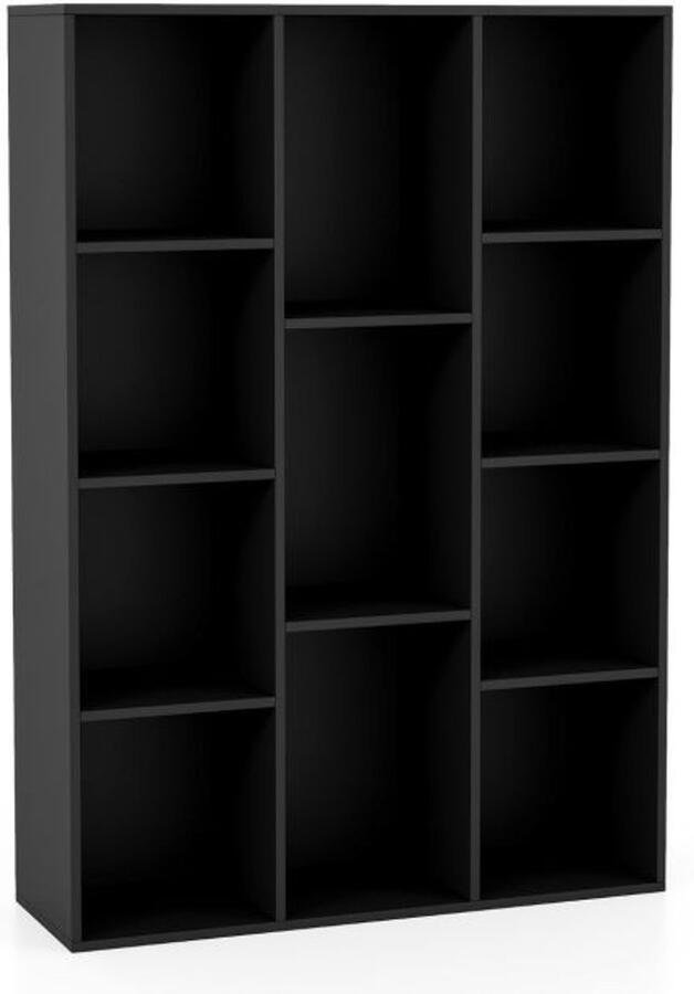 Moderne geometrische boekenkast – 11 open kubussen multifunctioneel voor boekopslag inclusief zwarte anti-kantelset