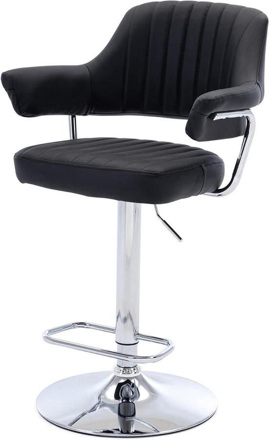 Moderne gewatteerde draaistoel barkruk Kunstleer zwart Comfortabel