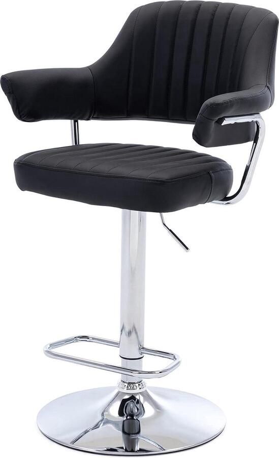 Moderne gewatteerde draaistoel barkruk kunstleer zwart ontworpen voor comfort en stijl