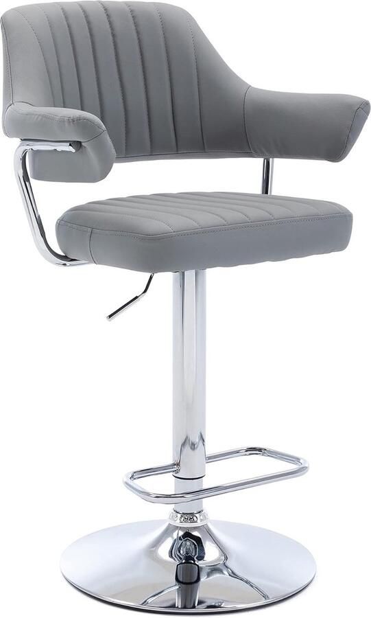 Moderne Emper Gewatteerde Swivel Faux Lederen Ontbijt Keuken Barkruk Pub Barkruk (Lichtgrijs)