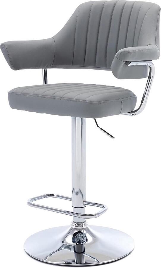 Moderne Gewatteerde Swivel Barkruk met Comfort 1 stuk Lichtgrijs Faux Lederen