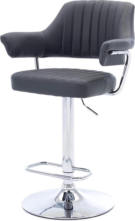 Moderne Gewatteerde Swivel Faux Lederen Barkruk Ergonomisch Ontwerp 1 stuk Grijs Kunstleer