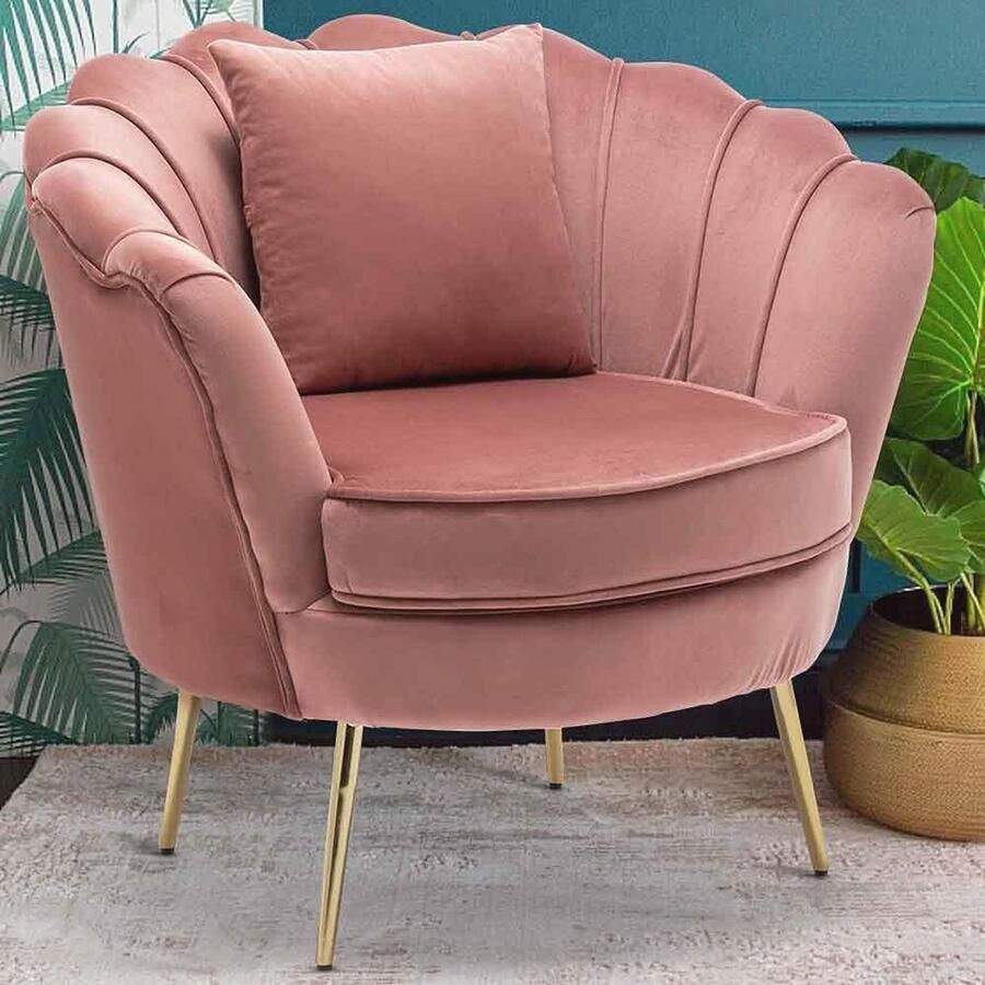 Moderne Gouden Fluwelen Fauteuil Relaxstoel met Gewatteerde Rugleuning