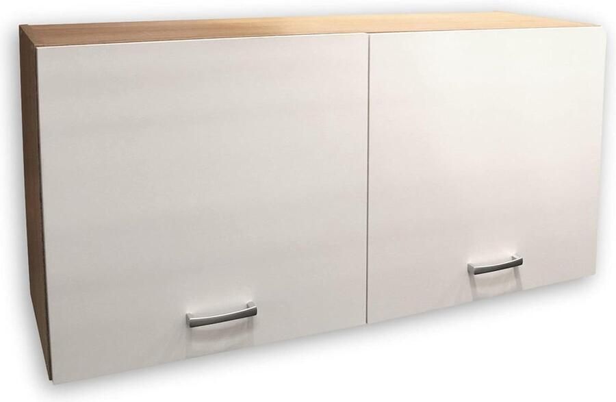 Moderne hangkast keuken 2-deurs eiken sonoma-look mat wit ruime keukenkast met opbergruimte 100 x 50 x 31 cm (b x h x d) keukenblok