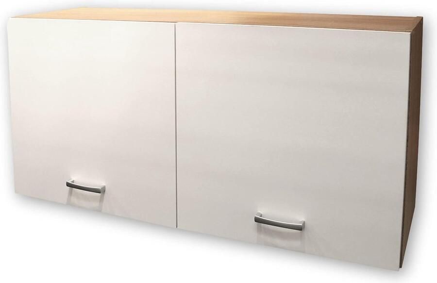 Moderne hangkast keuken 2-deurs in eiken sonoma-look mat wit ruime keukenkast met veel opbergruimte 100 x 50 x 31 cm (b x h x d)
