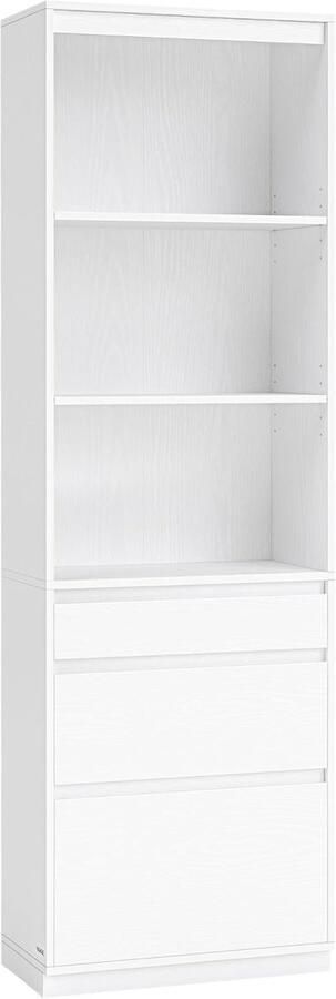 Moderne hoge boekenkast met verstelbare planken en opbergladen ideaal voor woonkamer en slaapkamer