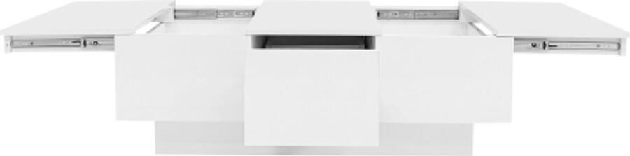 GOTAGEE Moderne hoogglans salontafel 100x55x35 cm wit met schuiffunctie 2 verborgen vakken 2 lades Woonkamer hoogglans salontafel