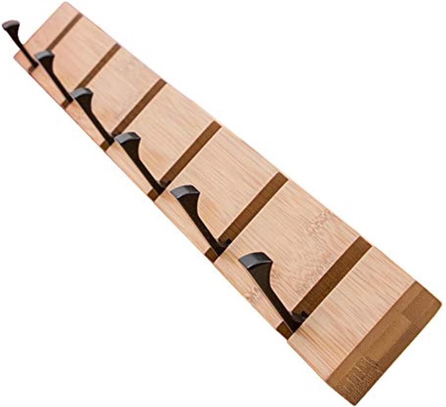 Moderne houten kapstok met vouwhaken ruimtebesparende wandhanger voor sleutels en jassen 6 haken