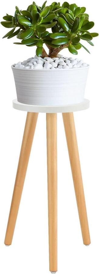 Moderne Houten Planten Kruk Bloemen Kruk Display Hoge Planter Houder voor Binnen Buiten Ronde Bijzettafel Plant Stand voor Kantoor Kamer Decor Kleine Bloempot Houder Rek (20 * 42) Houten kruk