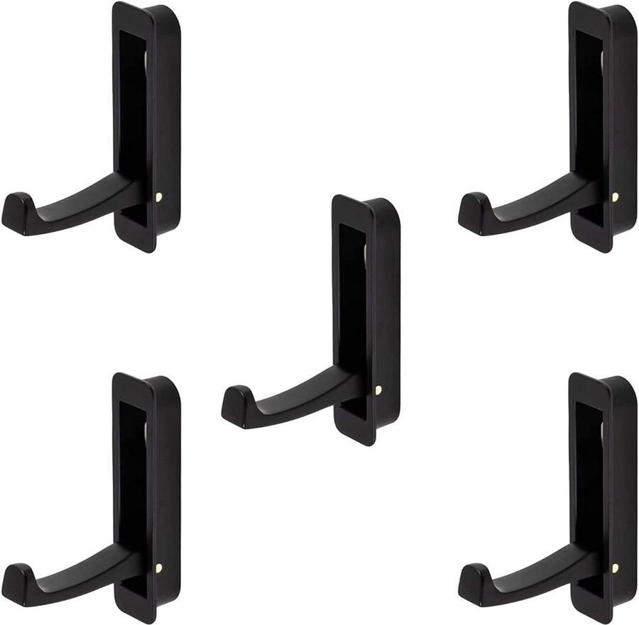 Moderne inklapbare kaphaken Panama kapstokken van hout en metaal mat zwart 5 stuks