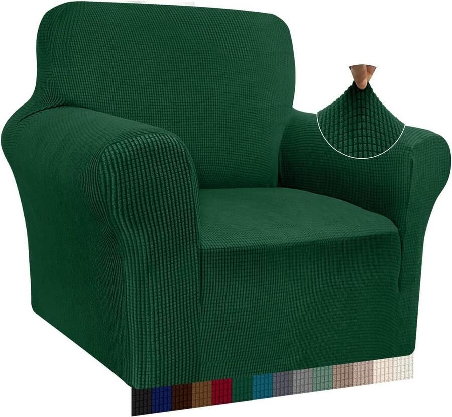 Moderne Jacquard Elastische Bankhoes Bescherming tegen Honden en Huisdieren 1-zits Donkergroen