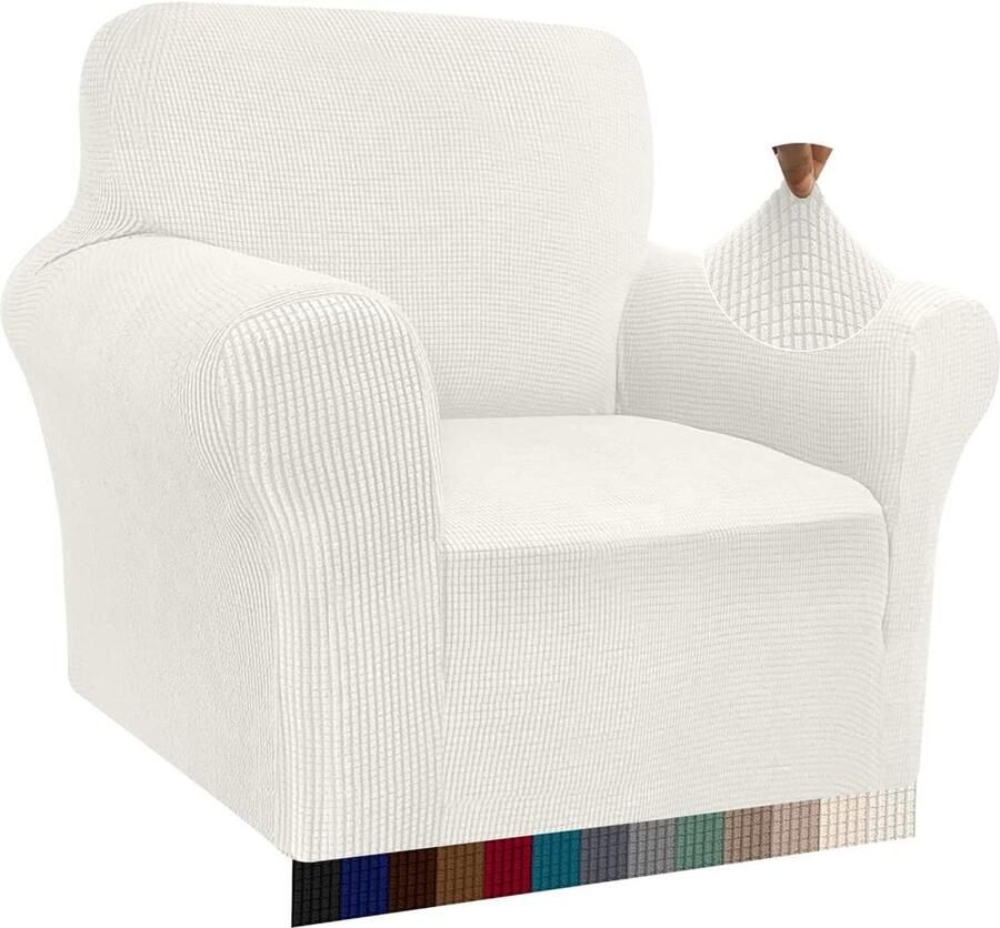 Moderne Jacquard elastische bankovertrek voor woonkamer beschermer tegen honden en huisdieren 1-zits crème