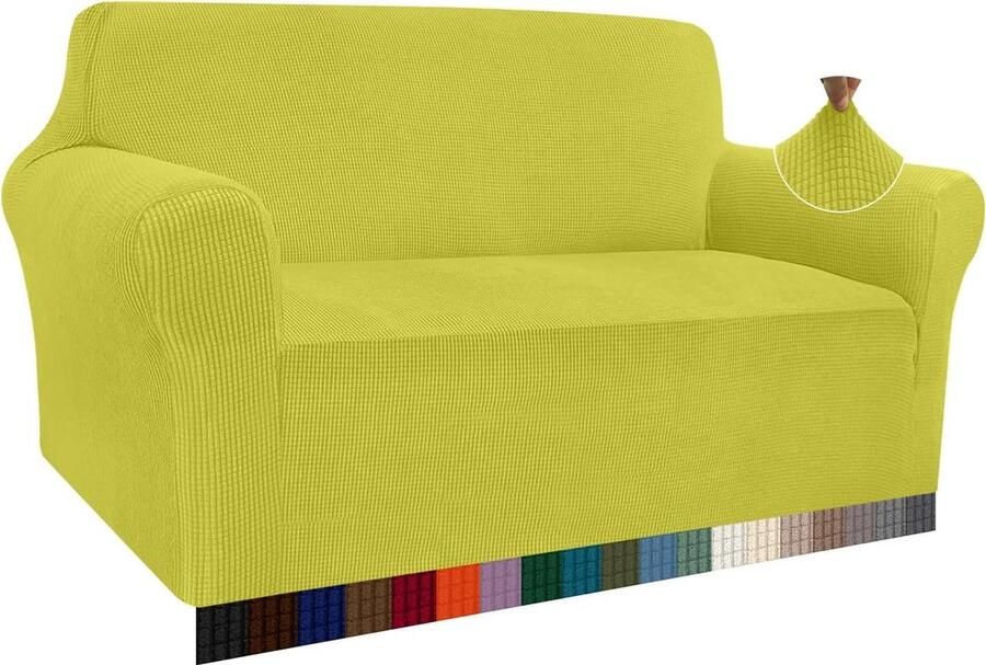 Moderne Jacquard High Stretch elastische bankovertrek voor woonkamer beschermer tegen honden en huisdieren 2-zits citroengeel