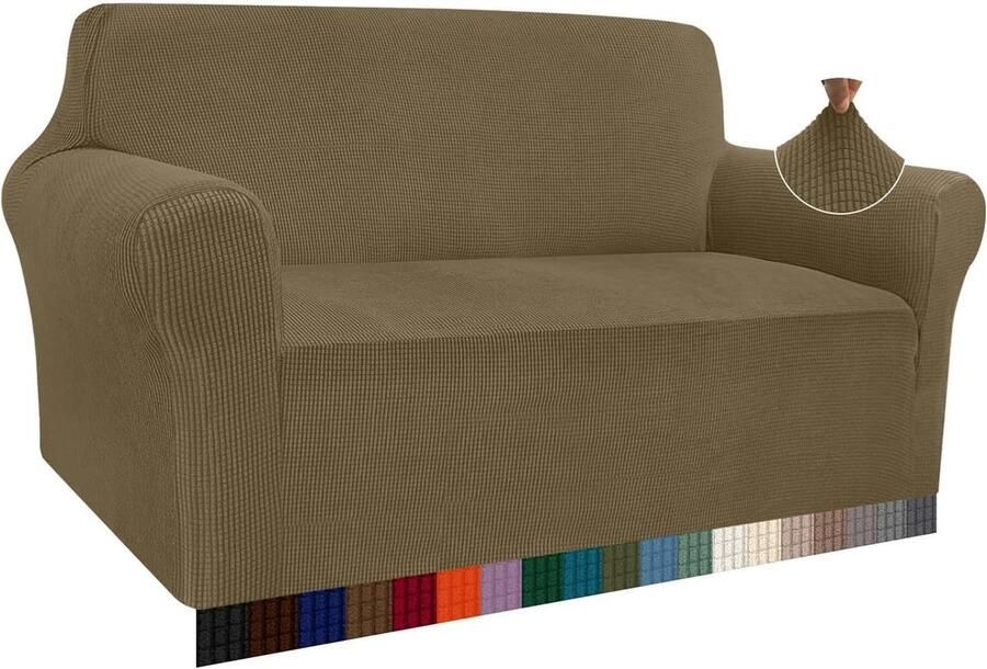 Moderne jacquard elastische bankovertrek voor woonkamer Beschermer tegen honden en huisdieren 2-zits kakigroen