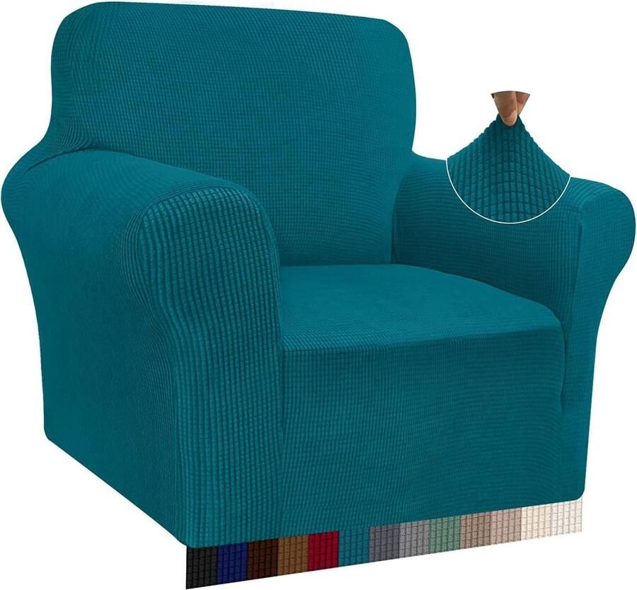 Moderne Jacquard elastische bankovertrek voor woonkamer Beschermer tegen honden en huisdieren Blauwgroen 1-zits