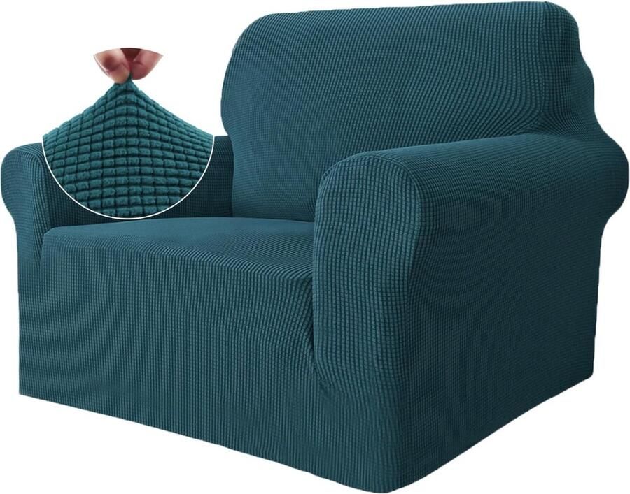 Moderne Jacquard elastische bankovertrek voor woonkamer Beschermer tegen honden en huisdieren Blauwgroen 1-zits