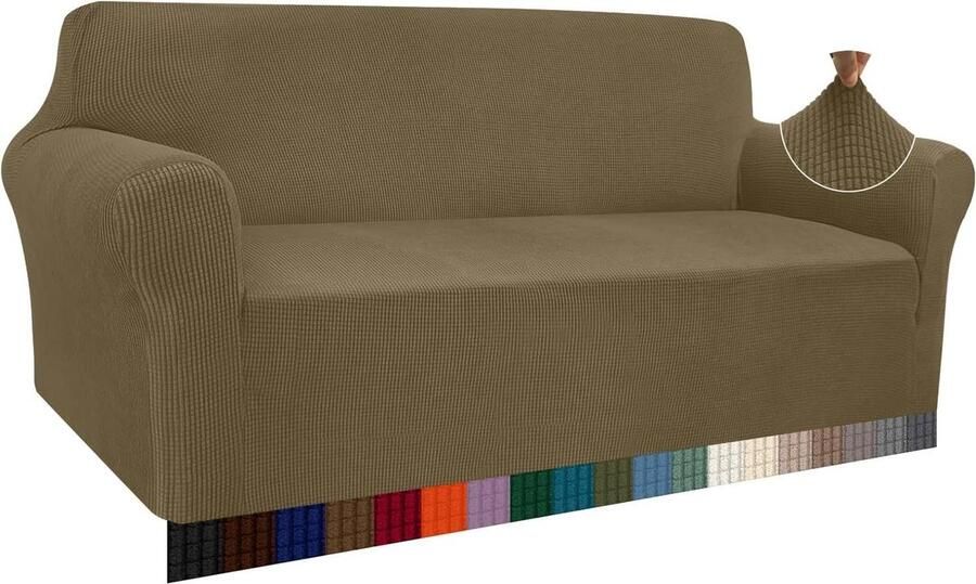 Moderne jacquard elastische bankovertrek voor woonkamer beschermer tegen honden huisdieren 3-zits kakigroen