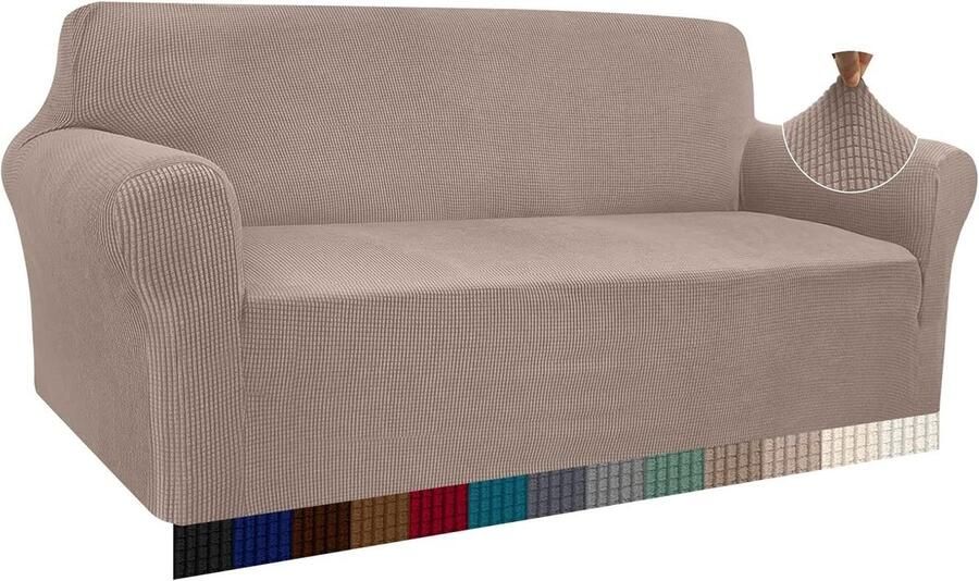 Moderne Jacquard elastische bankovertrek voor woonkamer hoge stretch huisdieren beschermer 4-zits zand