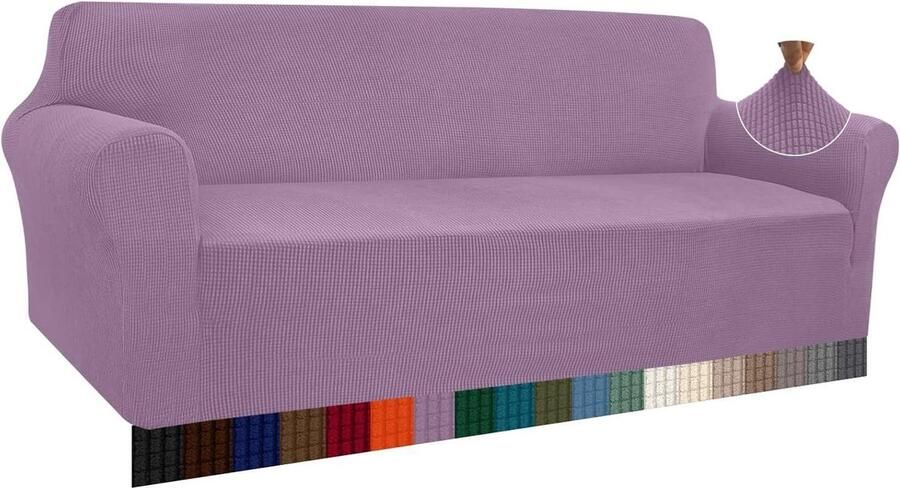 Moderne Jacquard High Stretch bankovertrek voor woonkamer elastische beschermer tegen honden en huisdieren 4-zits paars