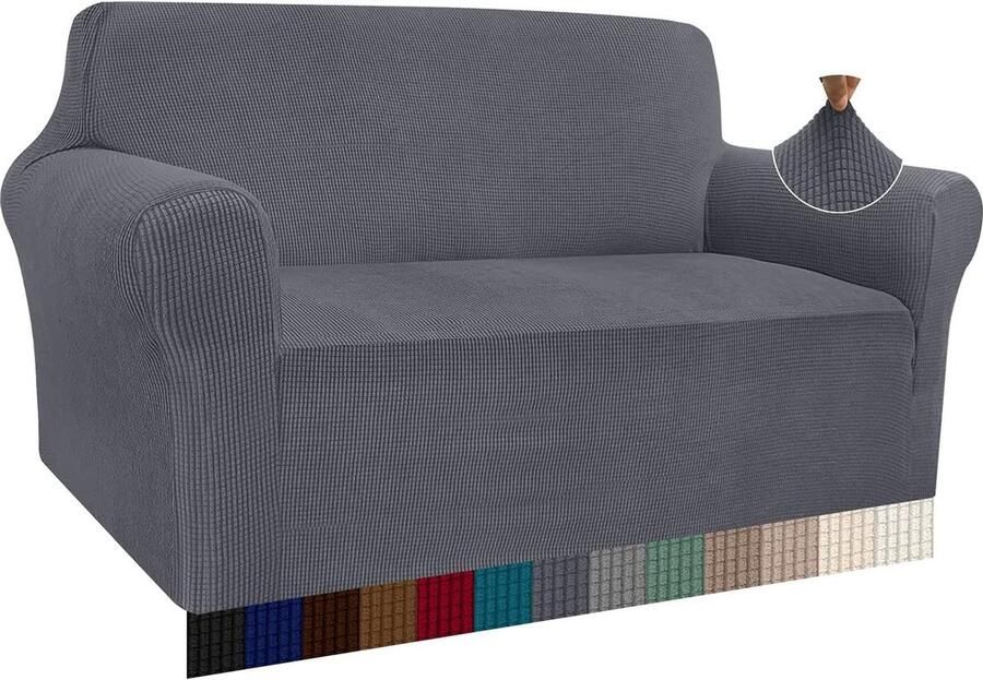 Moderne Jacquard High Stretch Elastische Bankovertrek voor Woonkamer Beschermer tegen Honden en Huisdieren Grijs 2 Zits