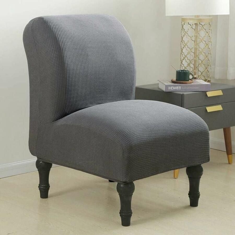 Moderne Jacquard Stretch Elastische Armloze Fauteuilhoes Bankbeschermer Woonkamerhoes Zilvergrijs