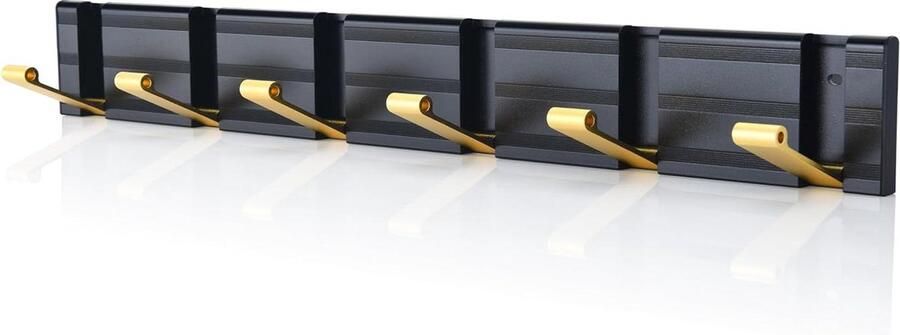 Moderne kapstok 6 vouwhaken zwart goud zware metalen montage aan de muur handdoek kleding hoed sleutel