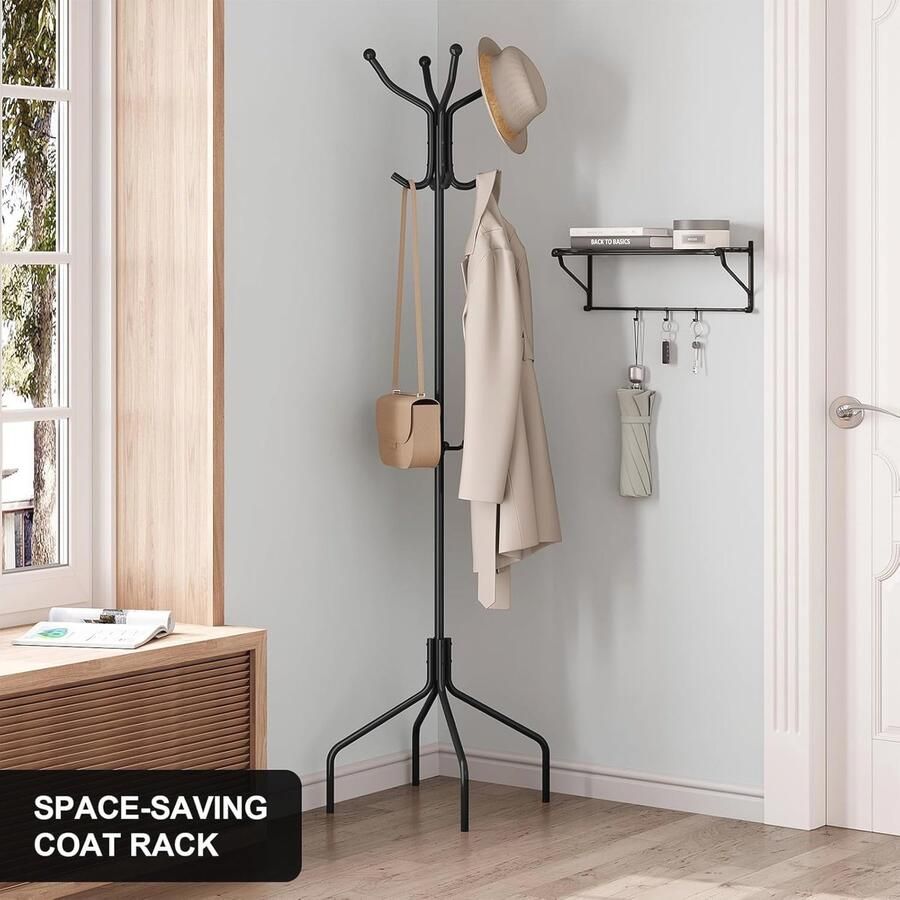Moderne Kapstok met 12 Haken Vrijstaande Kledingrek voor Hal Kantoor en Slaapkamer