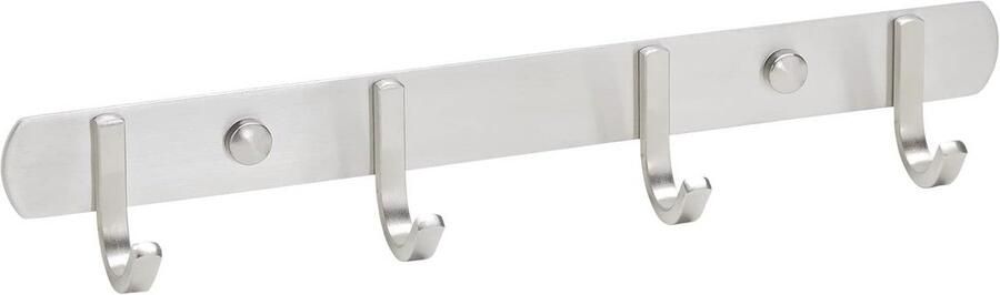 Moderne Kapstok met 4 Haken van Geborsteld Roestvrij Staal 300mm