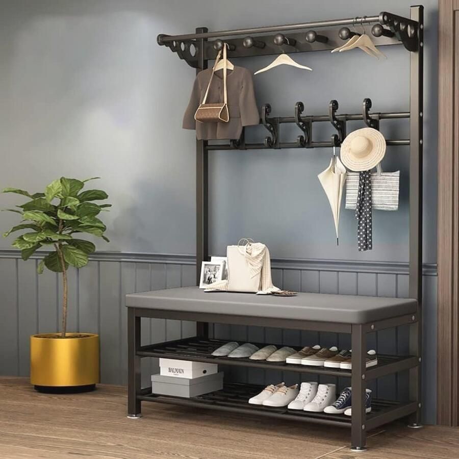 Moderne Kapstok met Schoenbank en 10 Haken