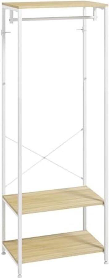 Moderne kapstok met schoenenrek – industriële stijl 60 x 40 x 167 5 cm wit met houtlook