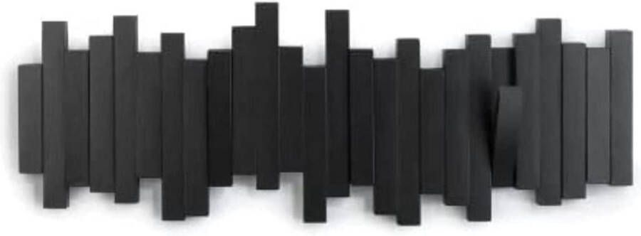 Moderne Kapstok Sticks wandkapstok met 5 haken Zwart