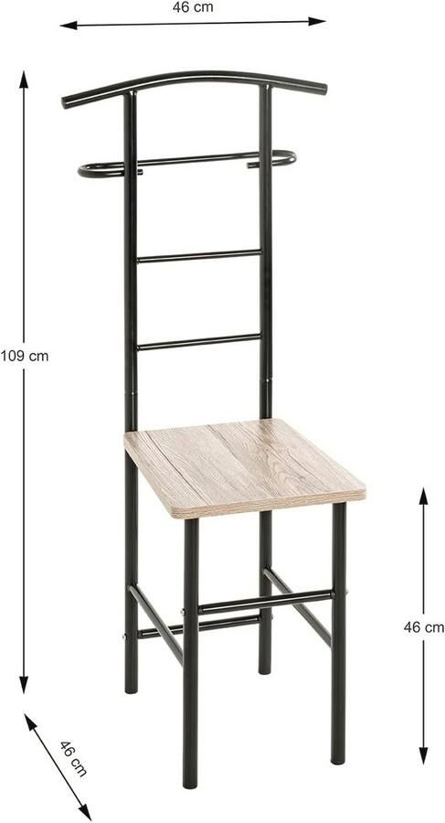 Moderne Kapstok van Zwart MDF en Metaal met Eiken San Remo Afwerking – Ideaal voor Elke Hal