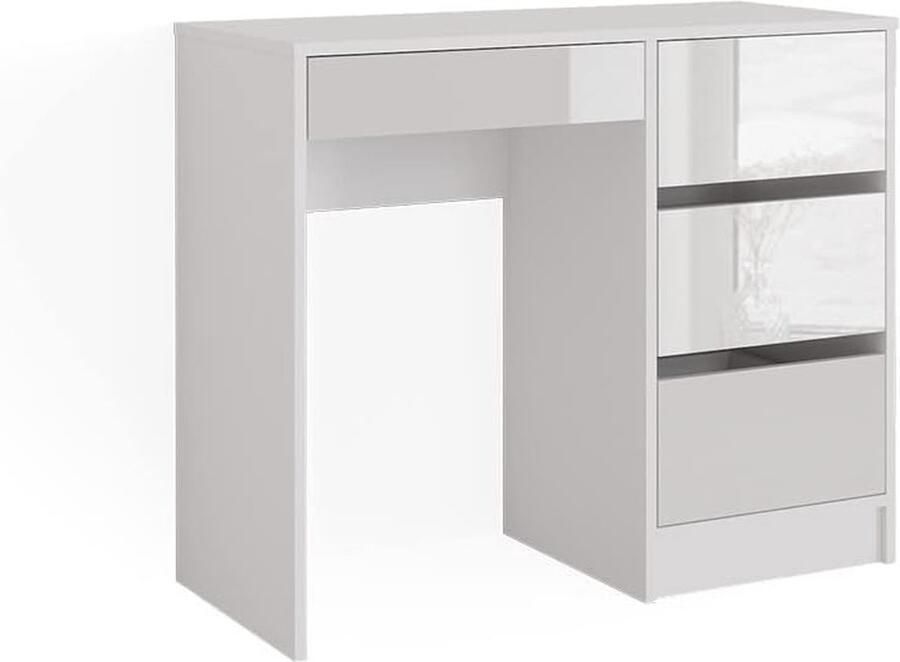 Moderne Kaptafel met Lades en Opbergruimte voor Slaapkamer Hoogglans Wit 90 x 75 cm