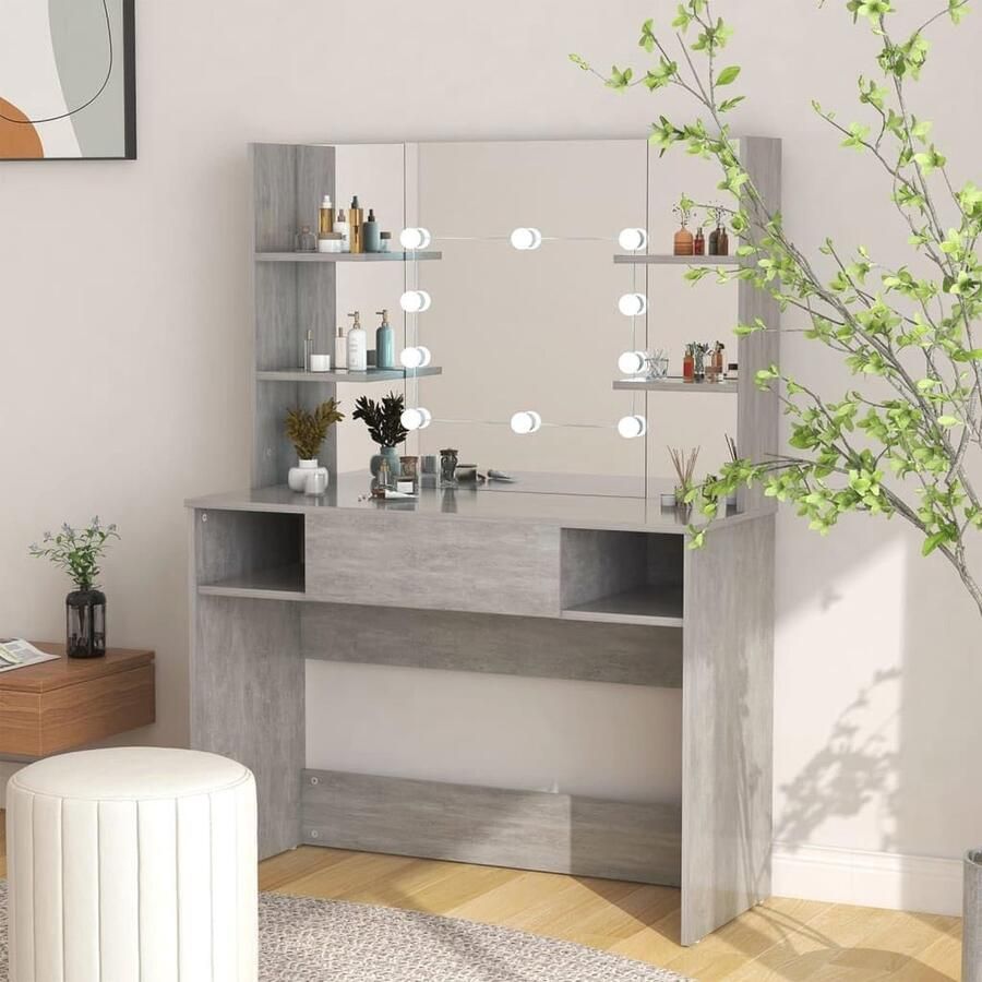 Moderne Kaptafel met LED-verlichting en Spiegel 100x40x135 cm