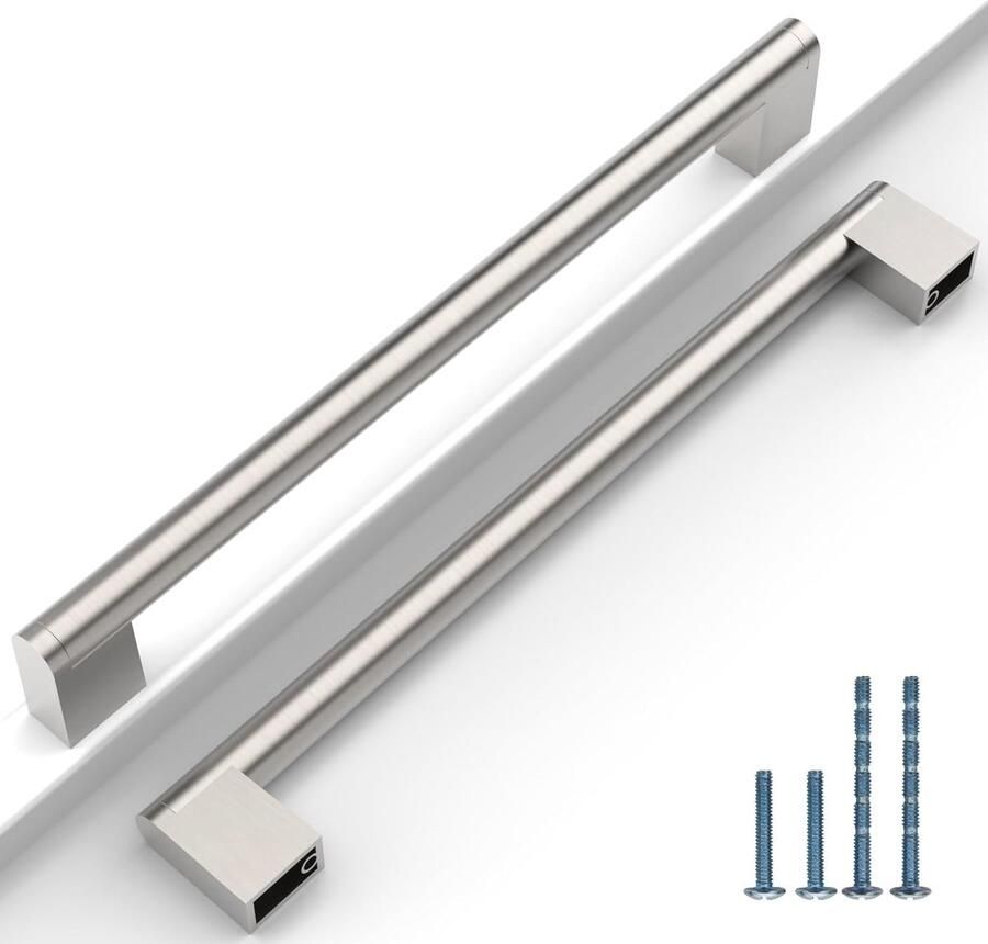 Moderne kastgrepen 10 stuks geborsteld nikkel 256 mm gatafstand roestvrij staal voor keuken en meubels