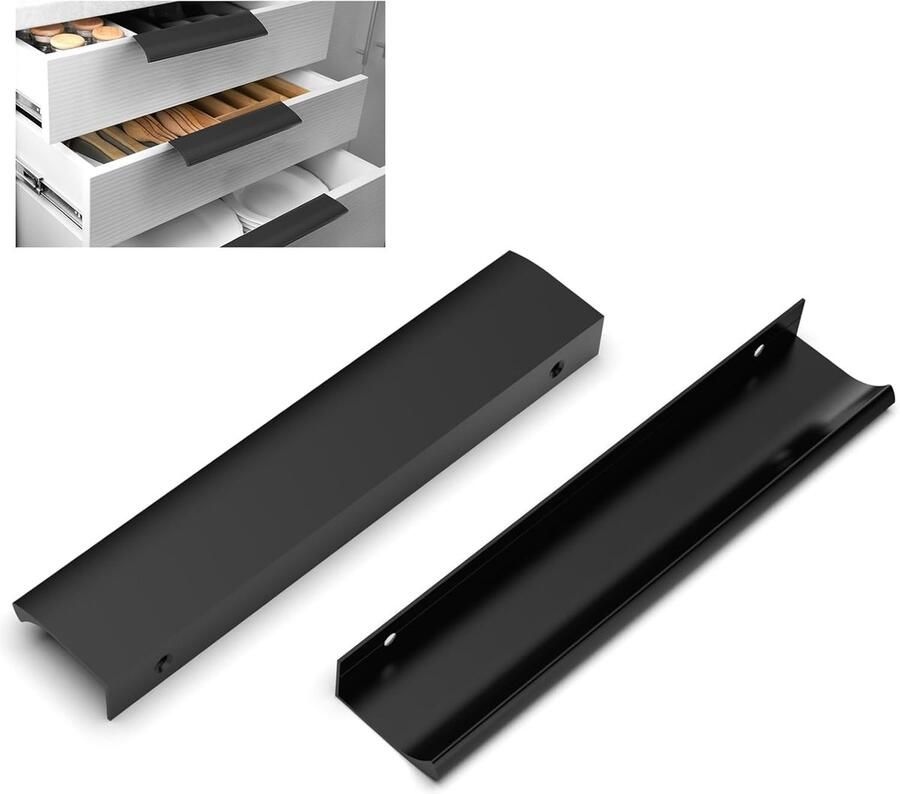 Moderne kastgrepen 10 stuks mat zwart aluminium