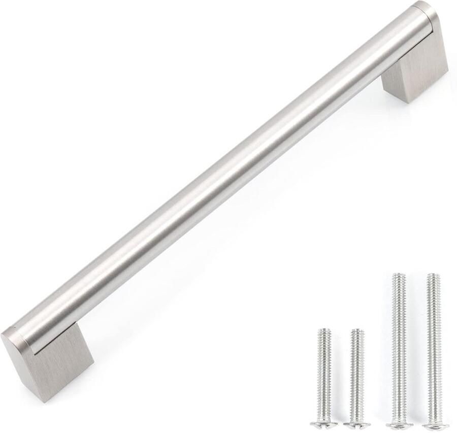 Moderne kastgrepen roestvrij staal 10 stuks gesatineerd nikkel