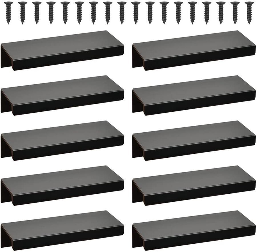 Keukenkastgrepen moderne handgrepen 10 stuks zwart 80 mm