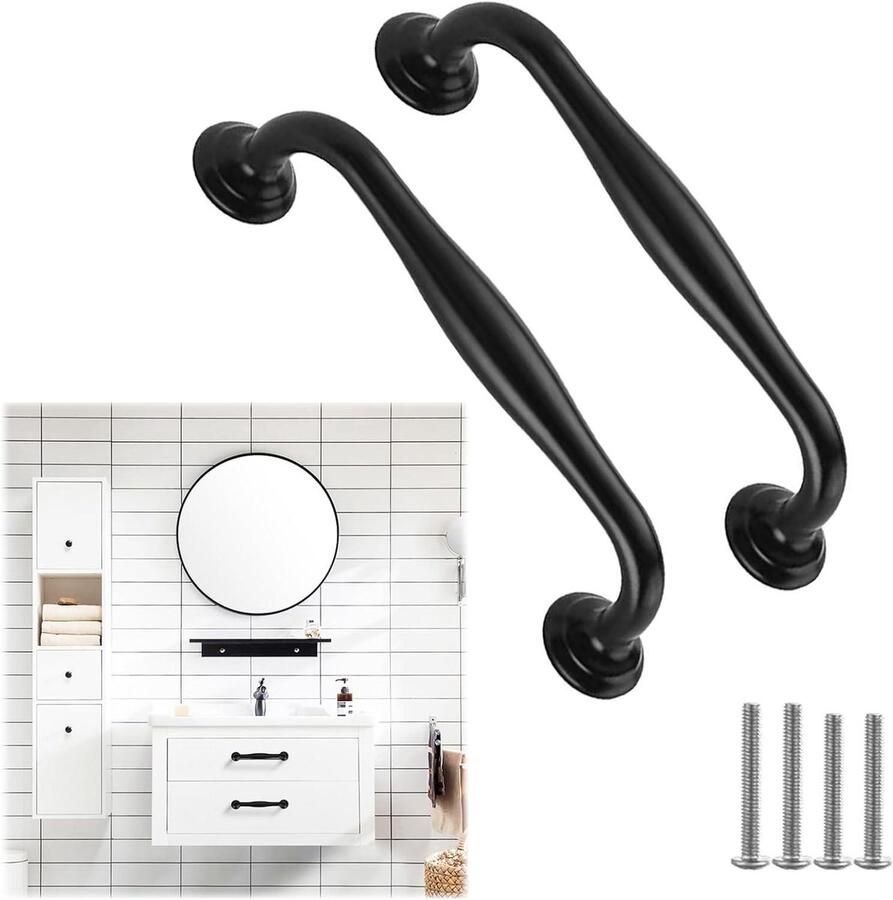 Moderne kasthandgrepen voor keuken en slaapkamer Set van 12 stuks Zwart gatafstand 96 mm