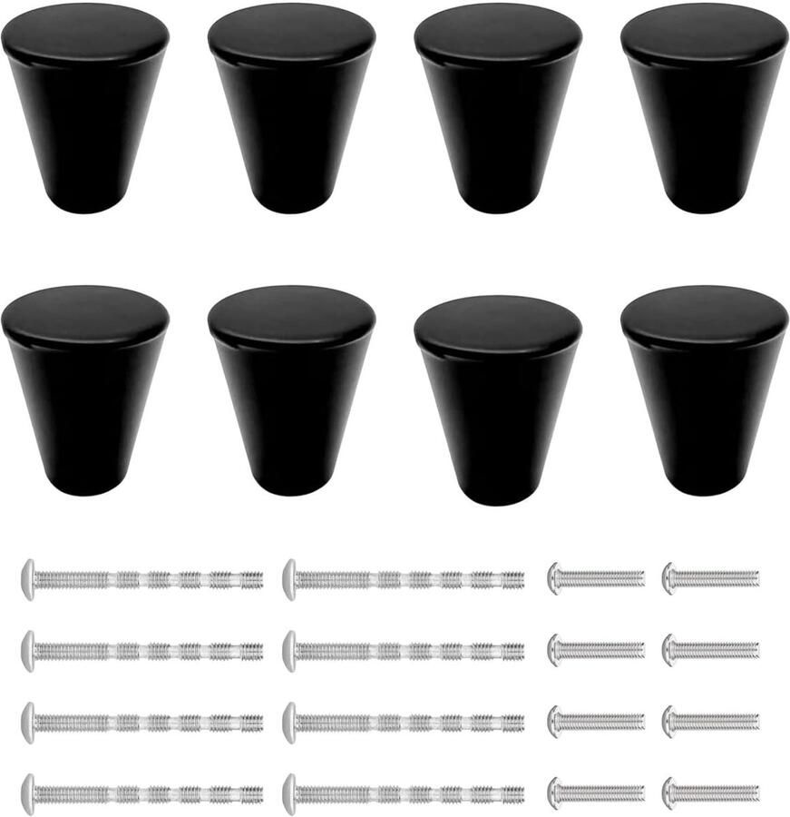 Moderne kastknoppen set van 6 zwart aluminium