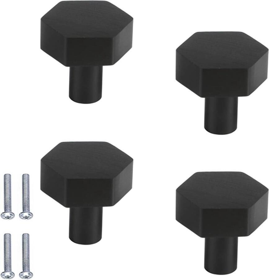 Moderne kastknoppen zwart aluminium 4 stuks