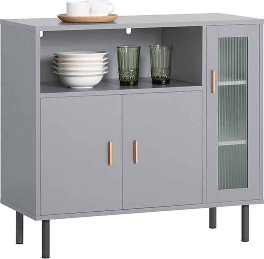 Rootz Living Rootz moderne keukenkast dressoir halkast dressoir MDF en metalen constructie verstelbare planken anti-tip ontwerp 80 cm x 75 cm x 35 cm