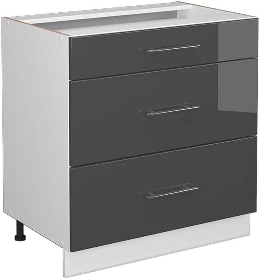 Moderne Keukenkast met Softclose Onderkast Hoge Kast en Hangkast in Wit-Antraciet Hoogglans