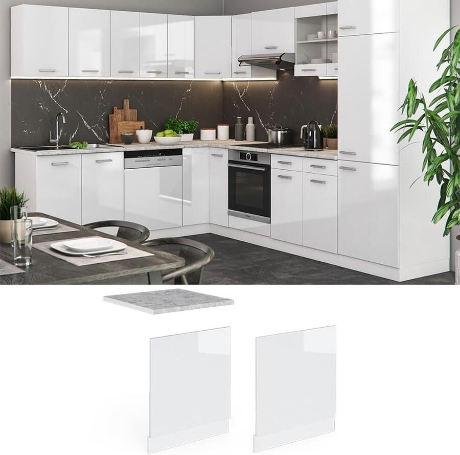 Moderne Keukenkast met Werkblad en Ruime Opbergruimte in Antraciet en Wit