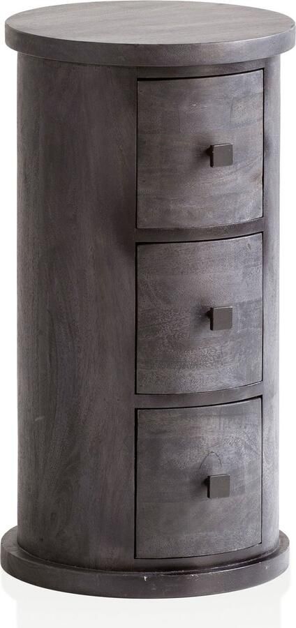 Rootz Living Rootz Moderne Ladekast Dressoir Opbergkast Mangohout Unieke korrel Massief hout Zwart 34 cm x 65 cm x 34 cm