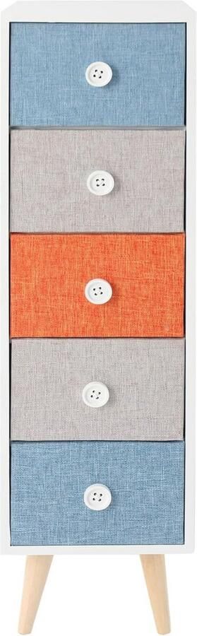 Moderne Ladekast met 5 Lades Ruimtebesparend en Kleurrijk Ideaal voor Slaapkamer en Ingang Afmetingen 88 x 25 x 25 cm
