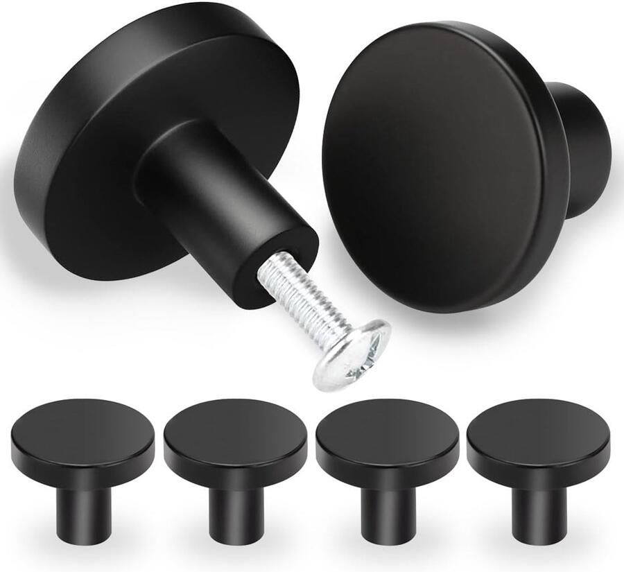 Moderne ladeknoppen voor keukenkast 6 stuks zwart roestvrijstaal 30 mm